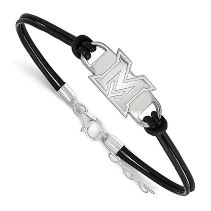 Sterlingsilber Rhodiniert Logoart Miami University Ohio Klein Mittig Leder Armband