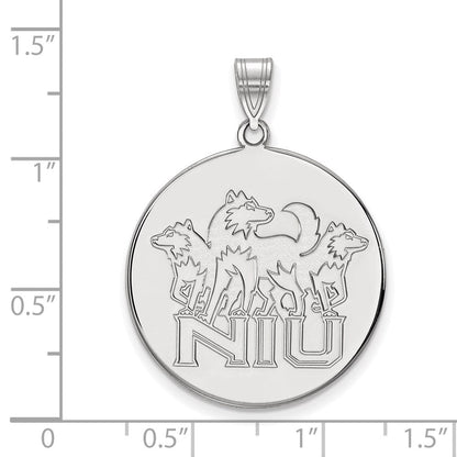 Sterlingsilber Rhodiniert Logoart Northern Illinois University N I U mit Huskies Extra Groß Plättchen Anhänger