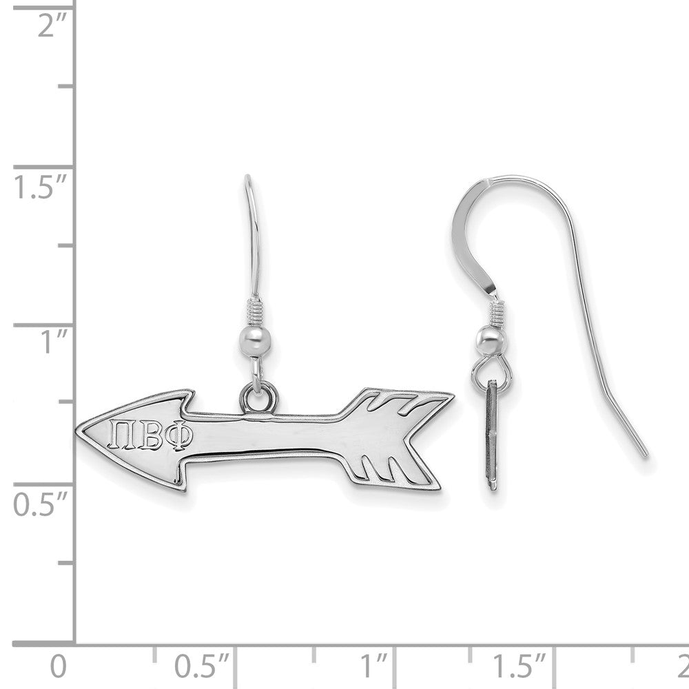Sterlingsilber Rhodiniert Logoart Pi Beta Phi Sorority Symbol Klein Hängend Draht Ohrringe