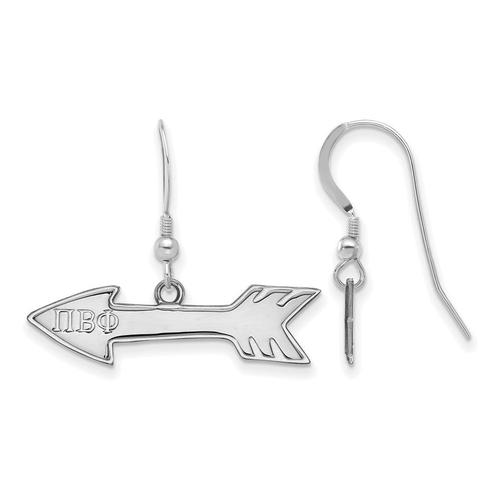 Sterlingsilber Rhodiniert Logoart Pi Beta Phi Sorority Symbol Klein Hängend Draht Ohrringe