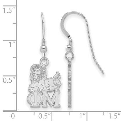 Sterlingsilber Rhodiniert Logoart Phi Mu Sorority Symbol Klein Hängend Draht Ohrringe