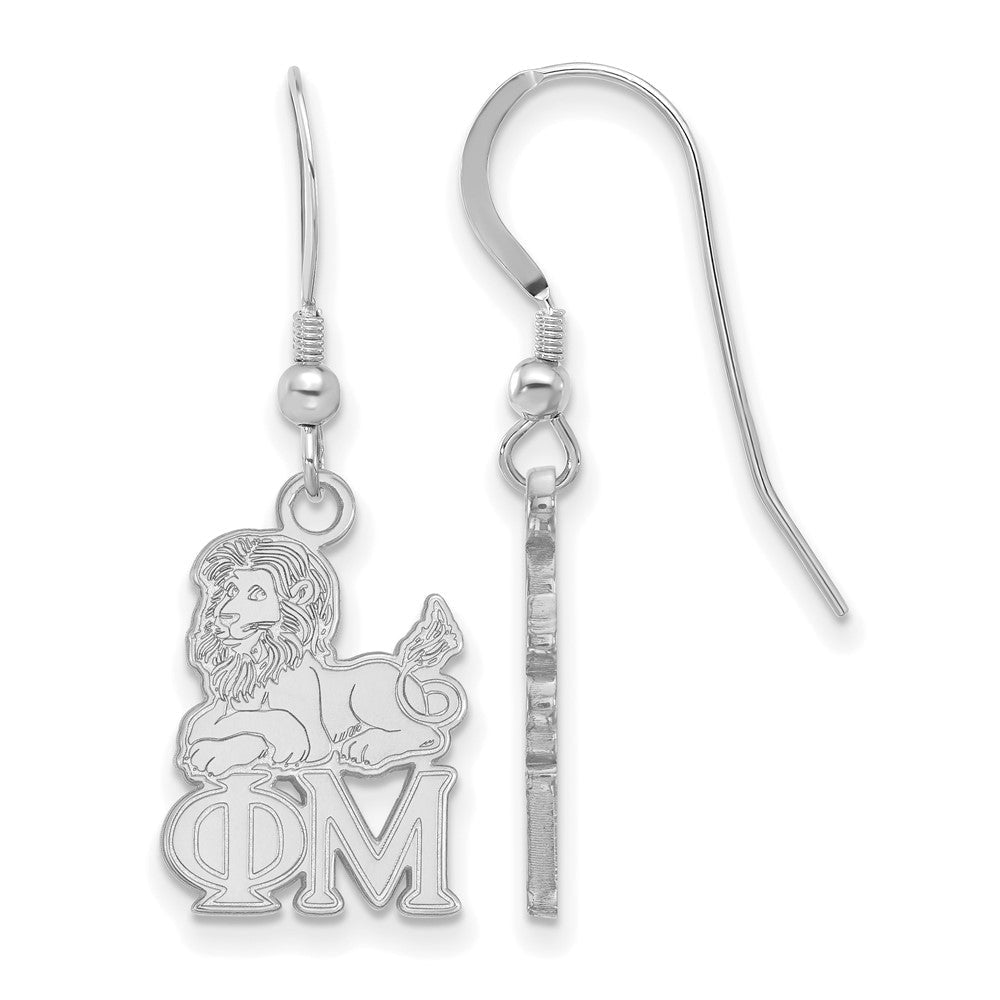 Sterlingsilber Rhodiniert Logoart Phi Mu Sorority Symbol Klein Hängend Draht Ohrringe