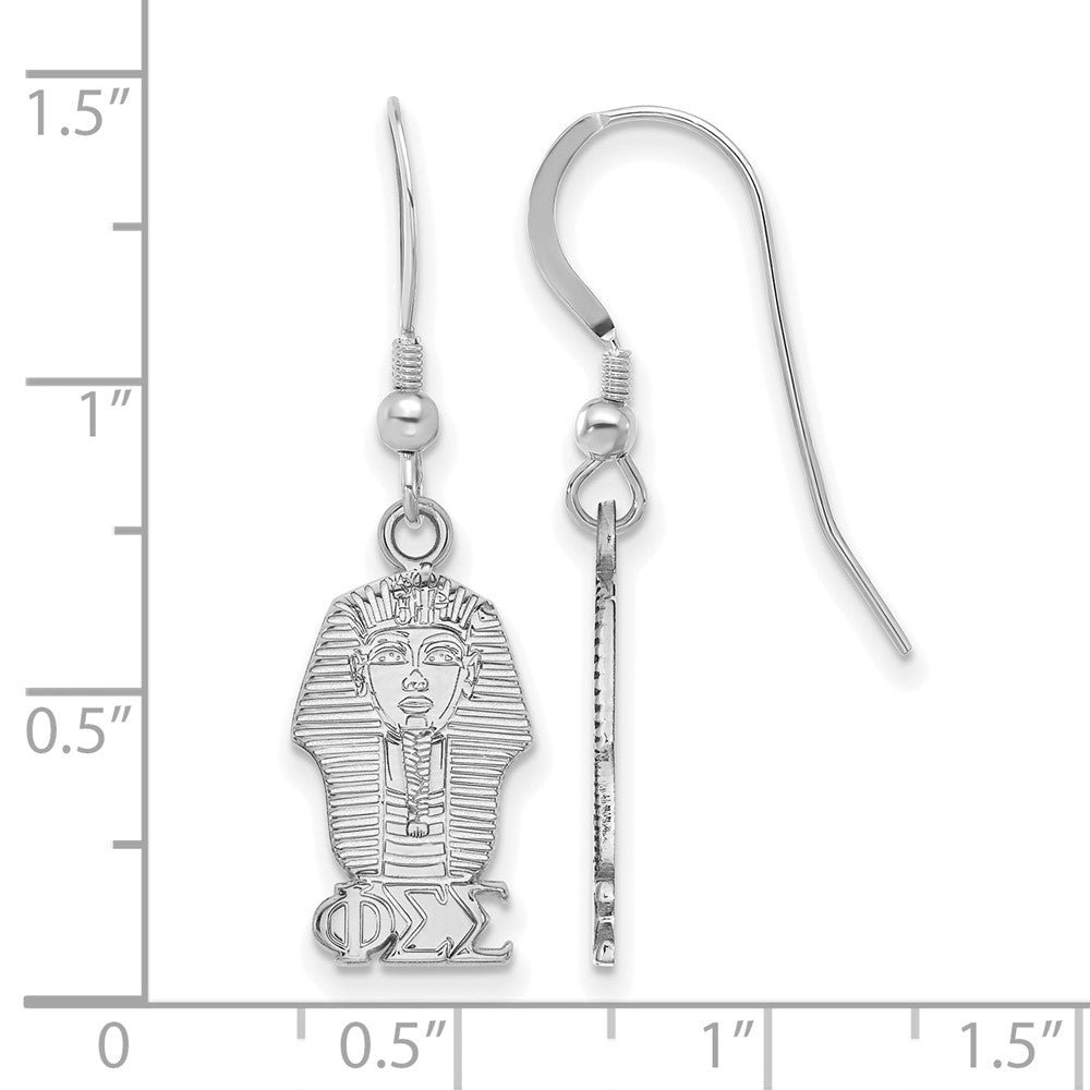 Sterlingsilber Rhodiniert Logoart Phi Sigma Sorority Symbol Klein Hängend Draht Ohrringe