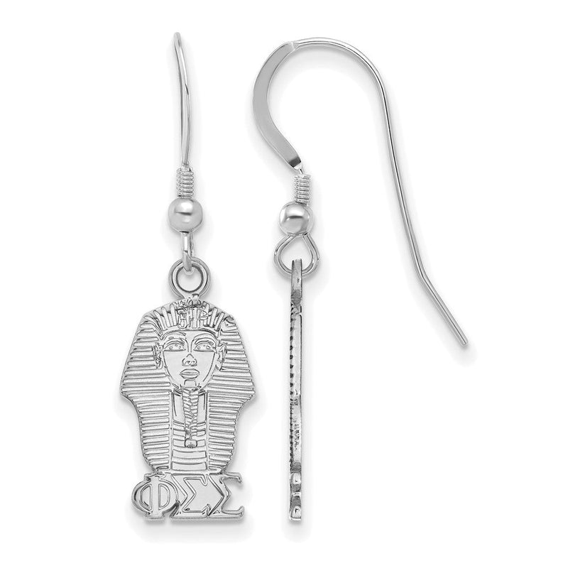 Sterlingsilber Rhodiniert Logoart Phi Sigma Sorority Symbol Klein Hängend Draht Ohrringe