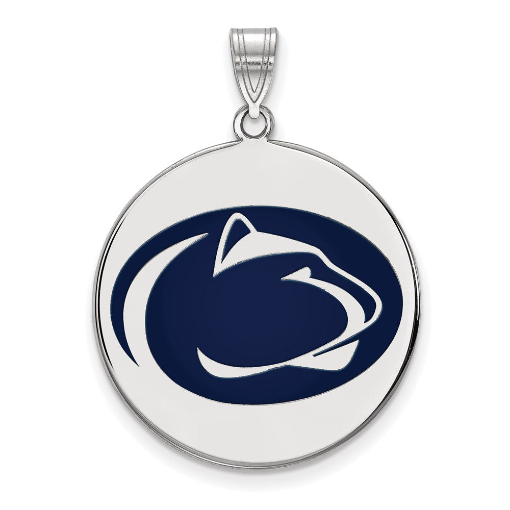 Sterlingsilber Rhodiniert Logoart Penn State University Löwe Extra Groß Emailliert Plättchen Anhänger