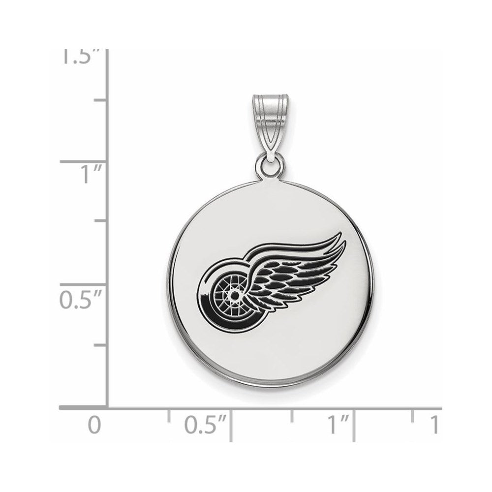 Sterlingsilber Rhodiniert Nhl Logoart Detroit Rot Flügel Groß Emailliert Plättchen Anhänger