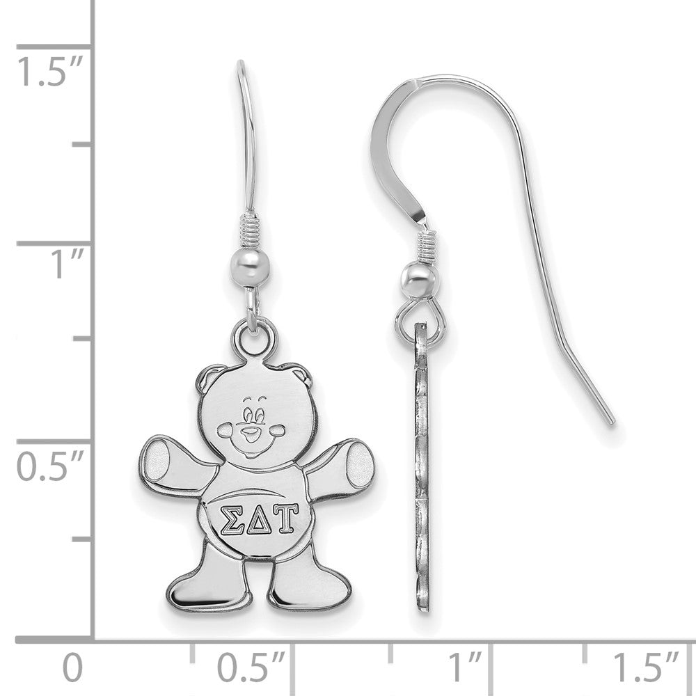 Sterlingsilber Rhodiniert Logoart Sigma Delta Tau Sorority Symbol Klein Hängend Draht Ohrringe