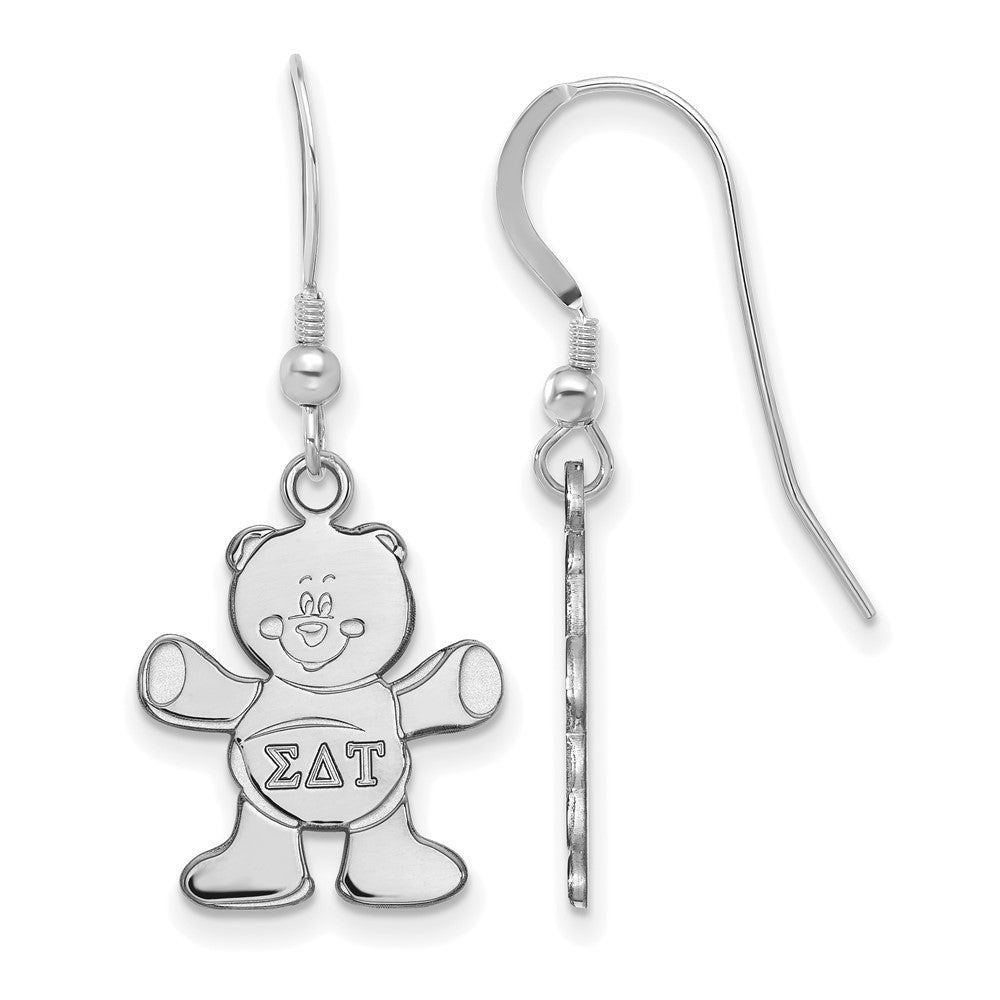 Sterlingsilber Rhodiniert Logoart Sigma Delta Tau Sorority Symbol Klein Hängend Draht Ohrringe