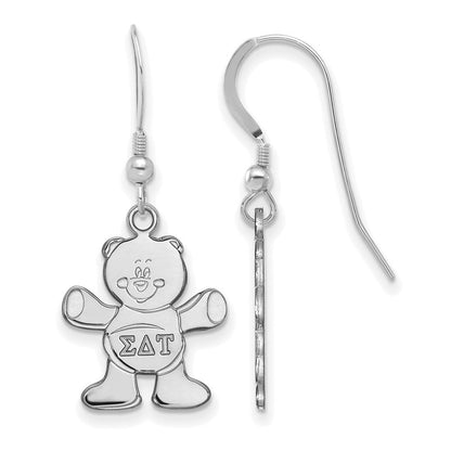 Sterlingsilber Rhodiniert Logoart Sigma Delta Tau Sorority Symbol Klein Hängend Draht Ohrringe