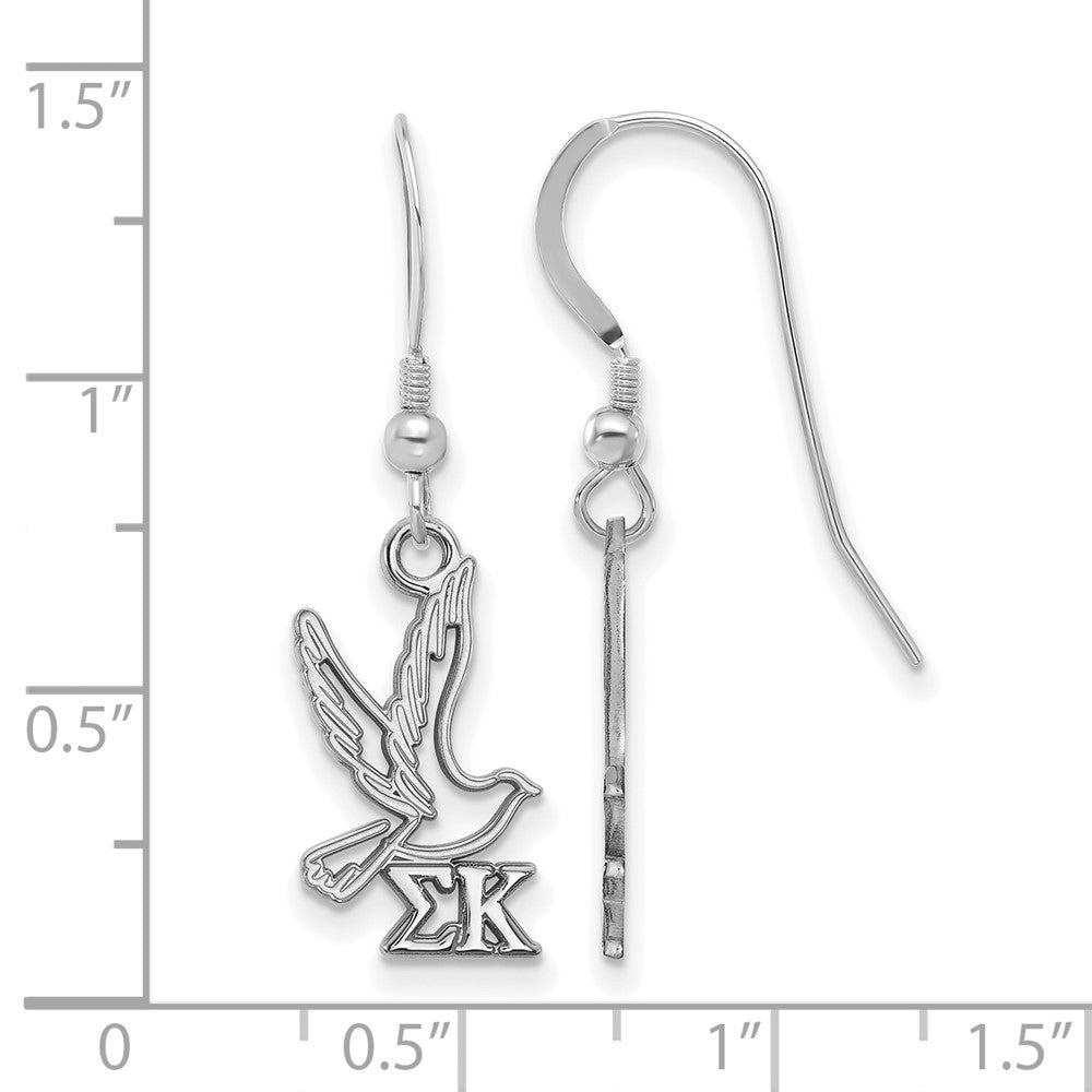 Sterlingsilber Rhodiniert Logoart Sigma Kappa Sorority Symbol Klein Hängend Draht Ohrringe