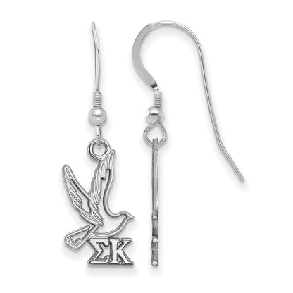 Sterlingsilber Rhodiniert Logoart Sigma Kappa Sorority Symbol Klein Hängend Draht Ohrringe