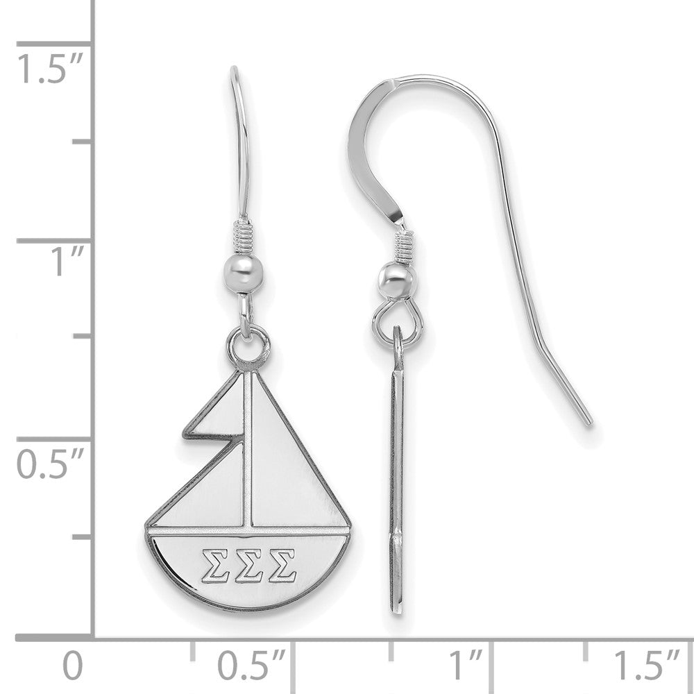 Sterlingsilber Rhodiniert Logoart Sigma Sorority Symbol Klein Hängend Draht Ohrringe