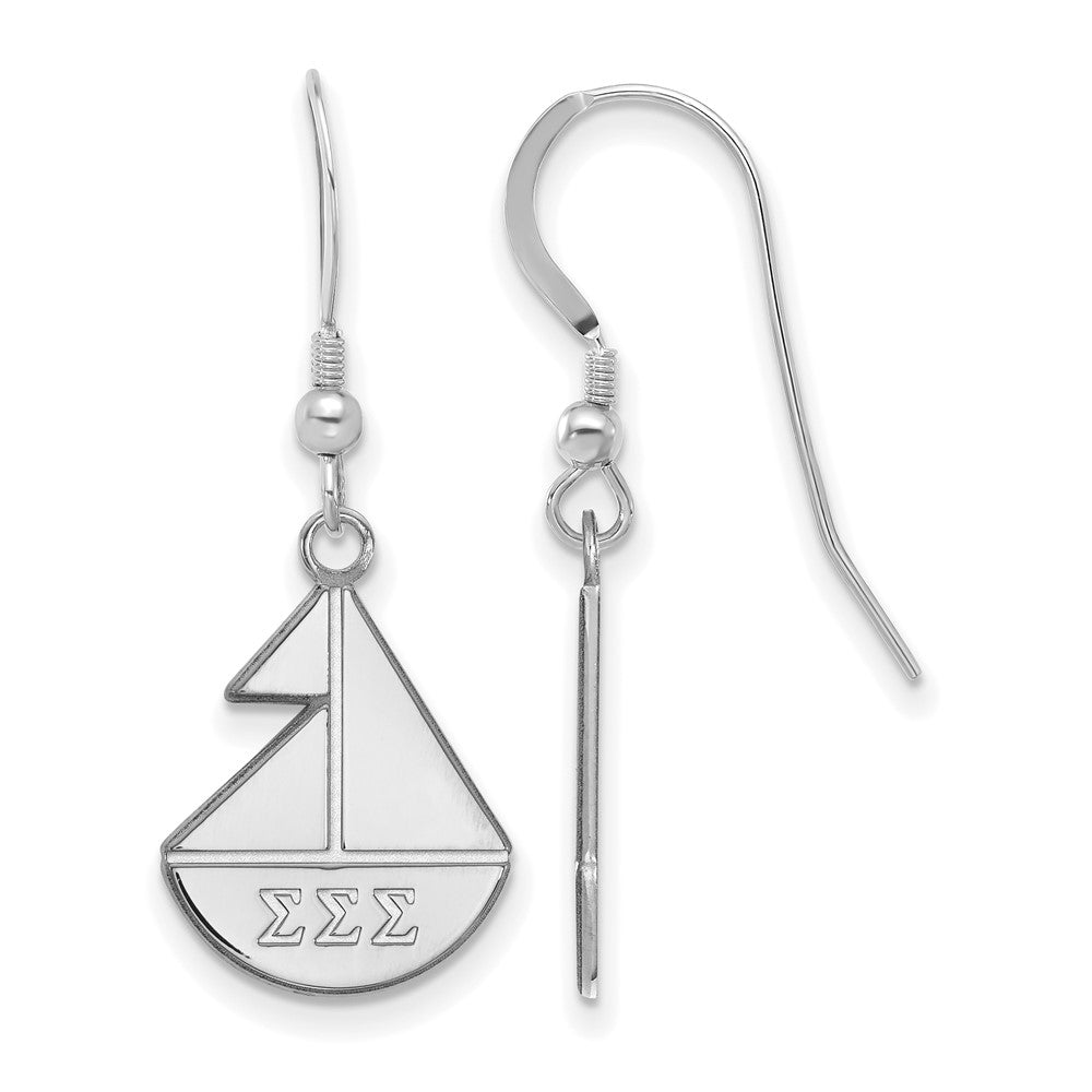 Sterlingsilber Rhodiniert Logoart Sigma Sorority Symbol Klein Hängend Draht Ohrringe