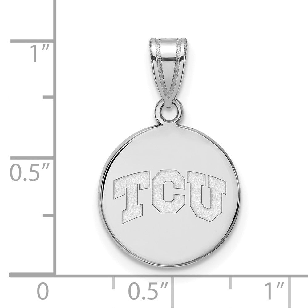 Sterlingsilber Rhodiniert Logoart Texas Christlich University T C U Mittel Plättchen Anhänger