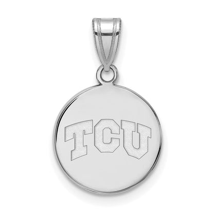 Sterlingsilber Rhodiniert Logoart Texas Christlich University T C U Mittel Plättchen Anhänger
