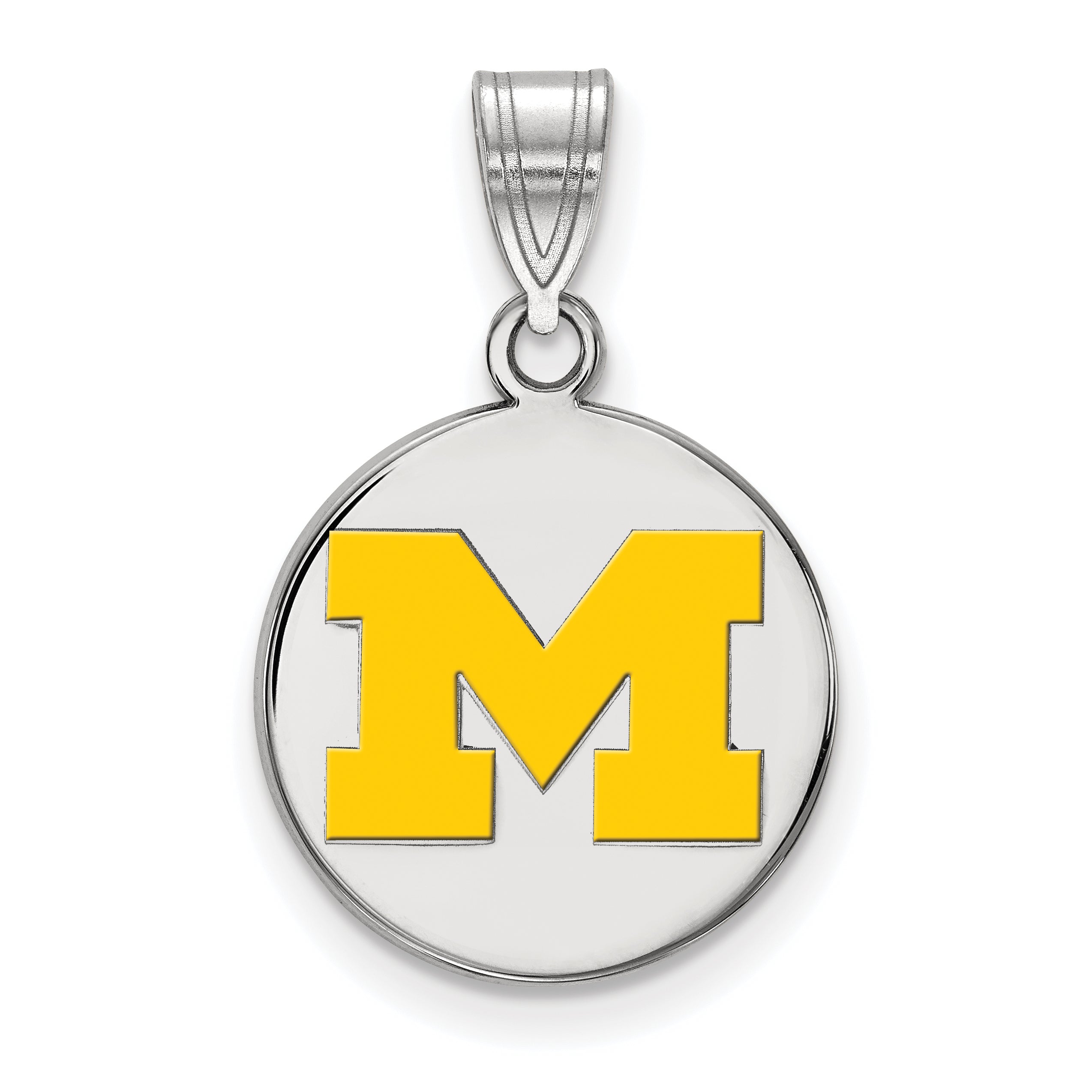 Sterlingsilber Rhodiniert Logoart University Of Michigan Buchstabe M Mittel Gelb Emailliert Plättchen Anhänger