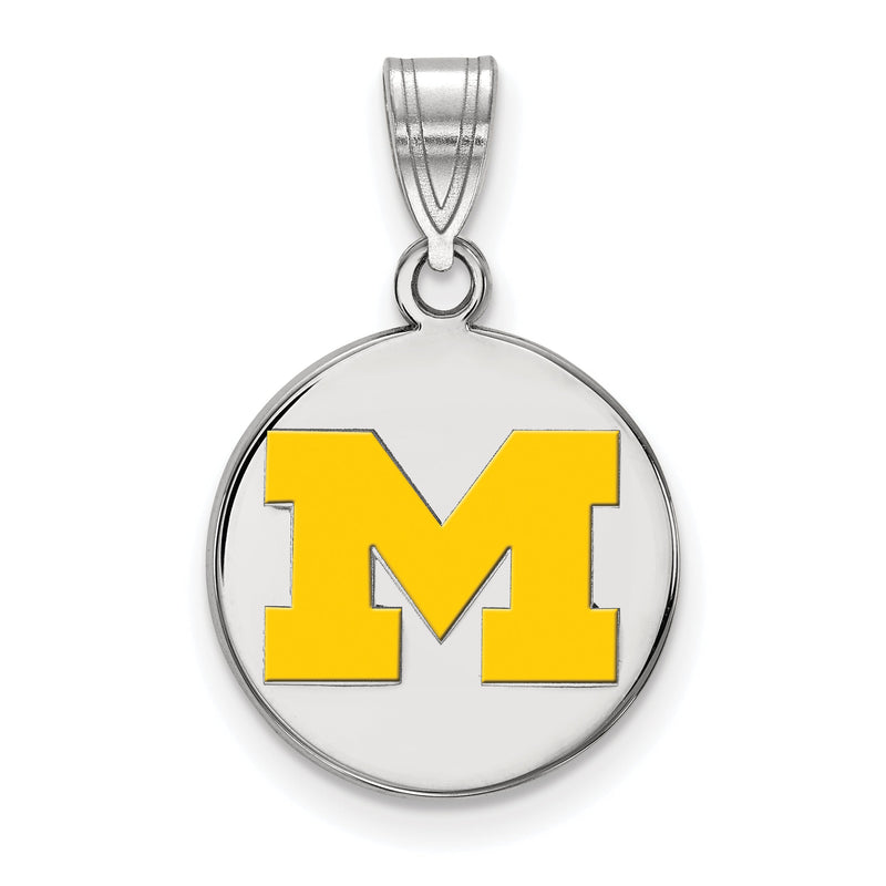 Sterlingsilber Rhodiniert Logoart University Of Michigan Buchstabe M Mittel Gelb Emailliert Plättchen Anhänger