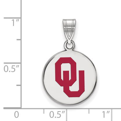 Sterlingsilber Rhodiniert Logoart University Of Oklahoma O U Mittel Emailliert Plättchen Anhänger