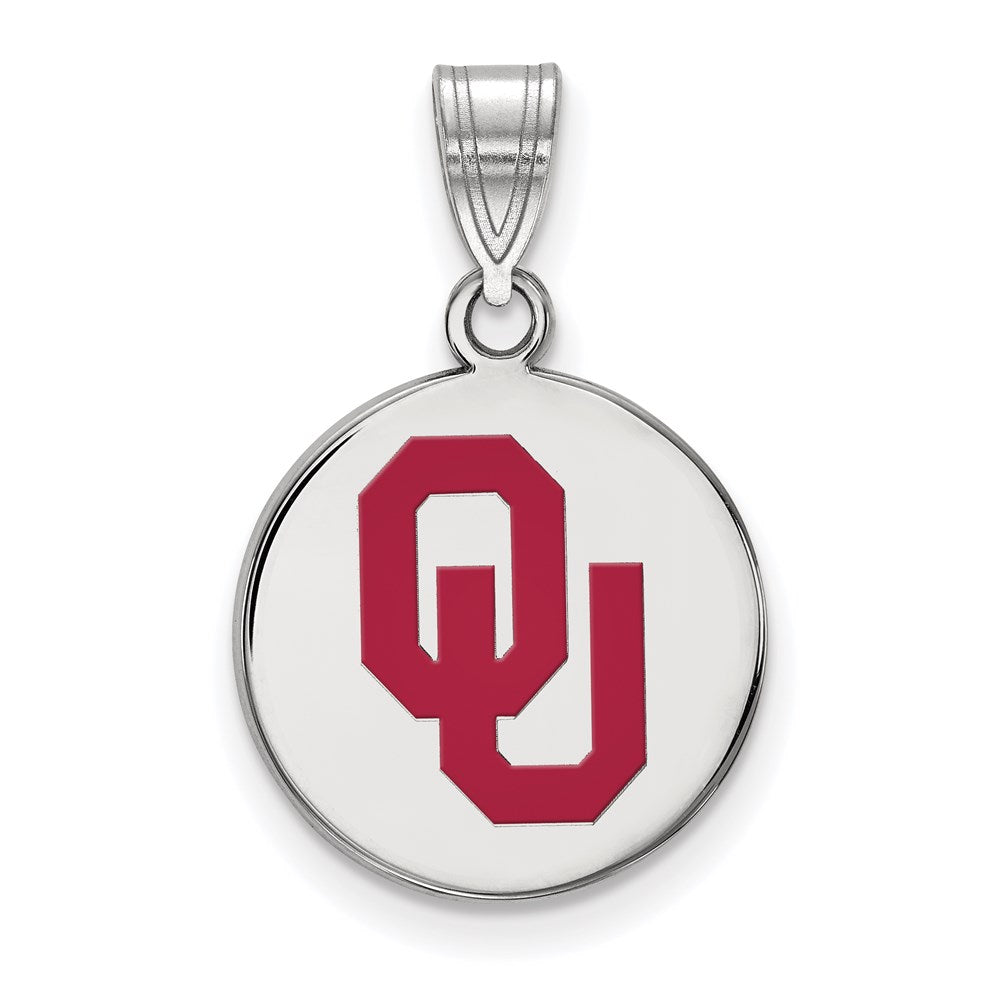 Sterlingsilber Rhodiniert Logoart University Of Oklahoma O U Mittel Emailliert Plättchen Anhänger