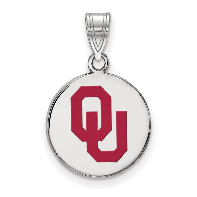 Sterlingsilber Rhodiniert Logoart University Of Oklahoma O U Mittel Emailliert Plättchen Anhänger