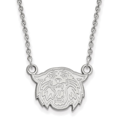 10K Weißgold Logoart Villanova University Wildkatze Klein Anhänger 18 Zoll Halskette