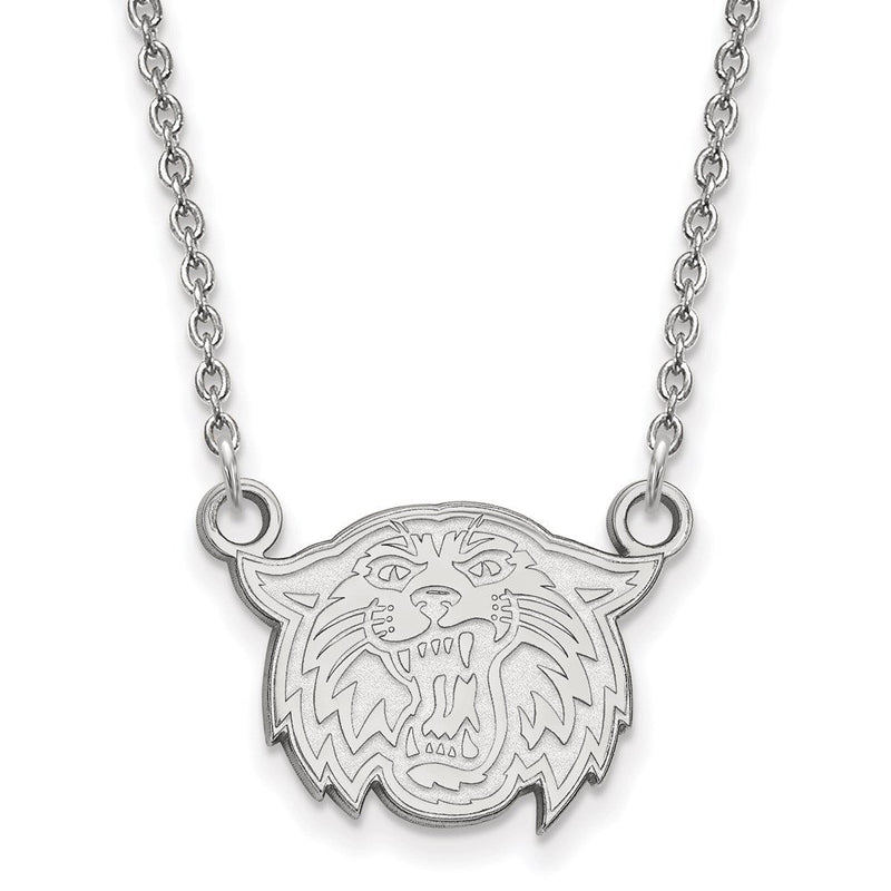 Sterlingsilber Rhodiniert Logoart Villanova University Wildkatze Klein Anhänger 18 Zoll Halskette
