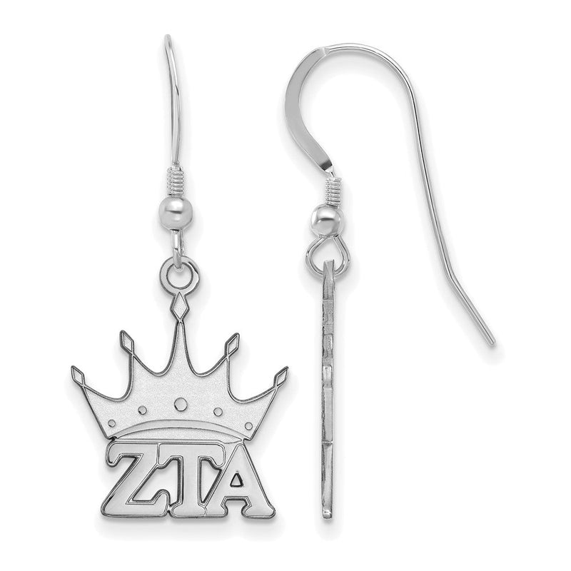 Sterlingsilber Rhodiniert Logoart Zeta Tau Alpha Sorority Symbol Klein Hängend Draht Ohrringe