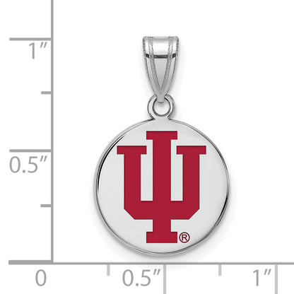 Sterlingsilber Rhodiniert Logoart Indiana University I U Mittel Emailliert Plättchen Anhänger