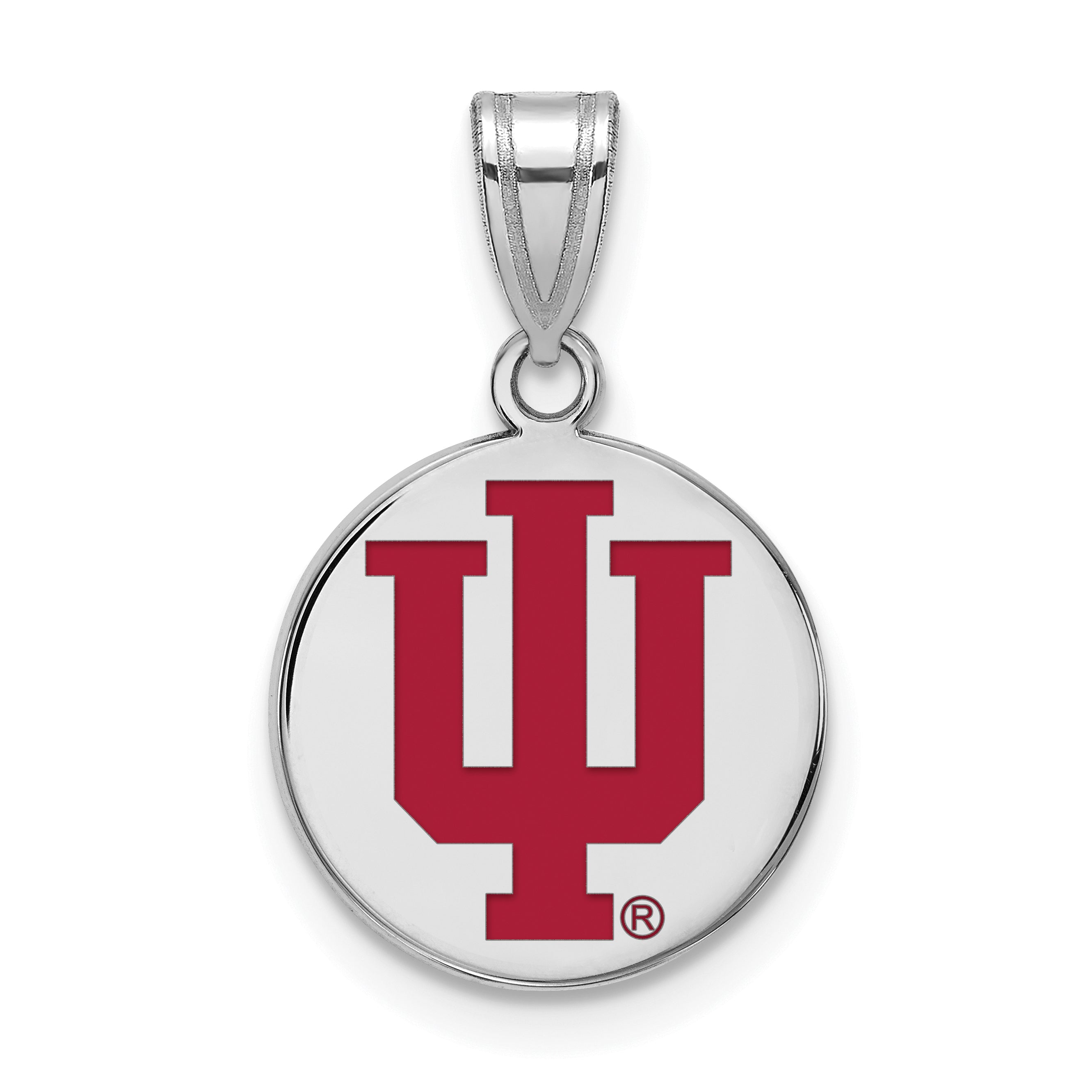 Sterlingsilber Rhodiniert Logoart Indiana University I U Mittel Emailliert Plättchen Anhänger