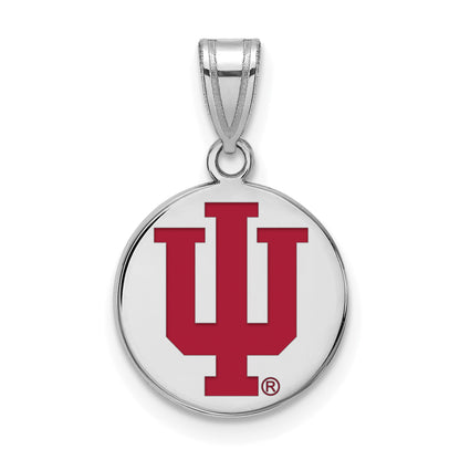 Sterlingsilber Rhodiniert Logoart Indiana University I U Mittel Emailliert Plättchen Anhänger