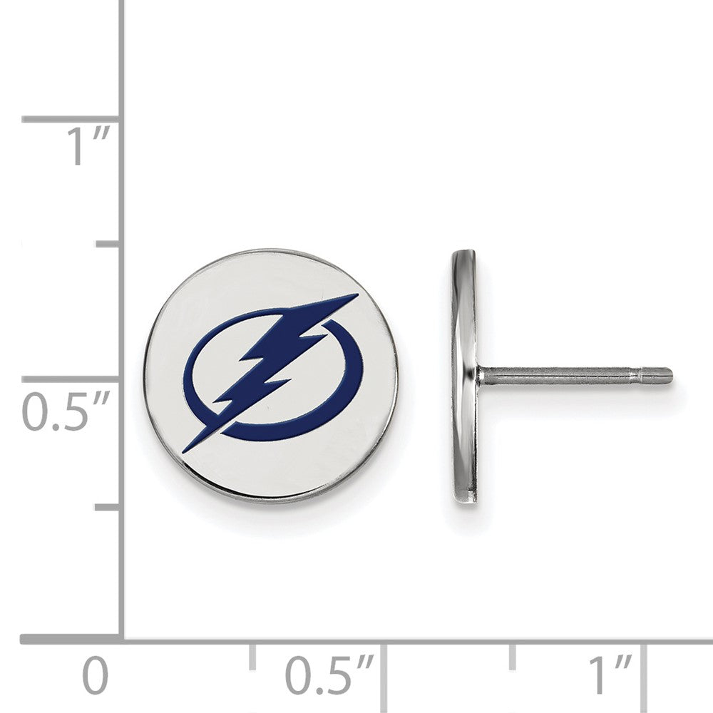Sterlingsilber Rhodiniert Nhl Logoart Tampa Bay Blitz Klein Emailliert Plättchen Ohrstecker