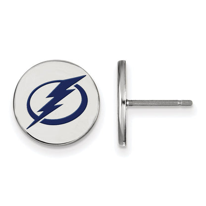 Sterlingsilber Rhodiniert Nhl Logoart Tampa Bay Blitz Klein Emailliert Plättchen Ohrstecker