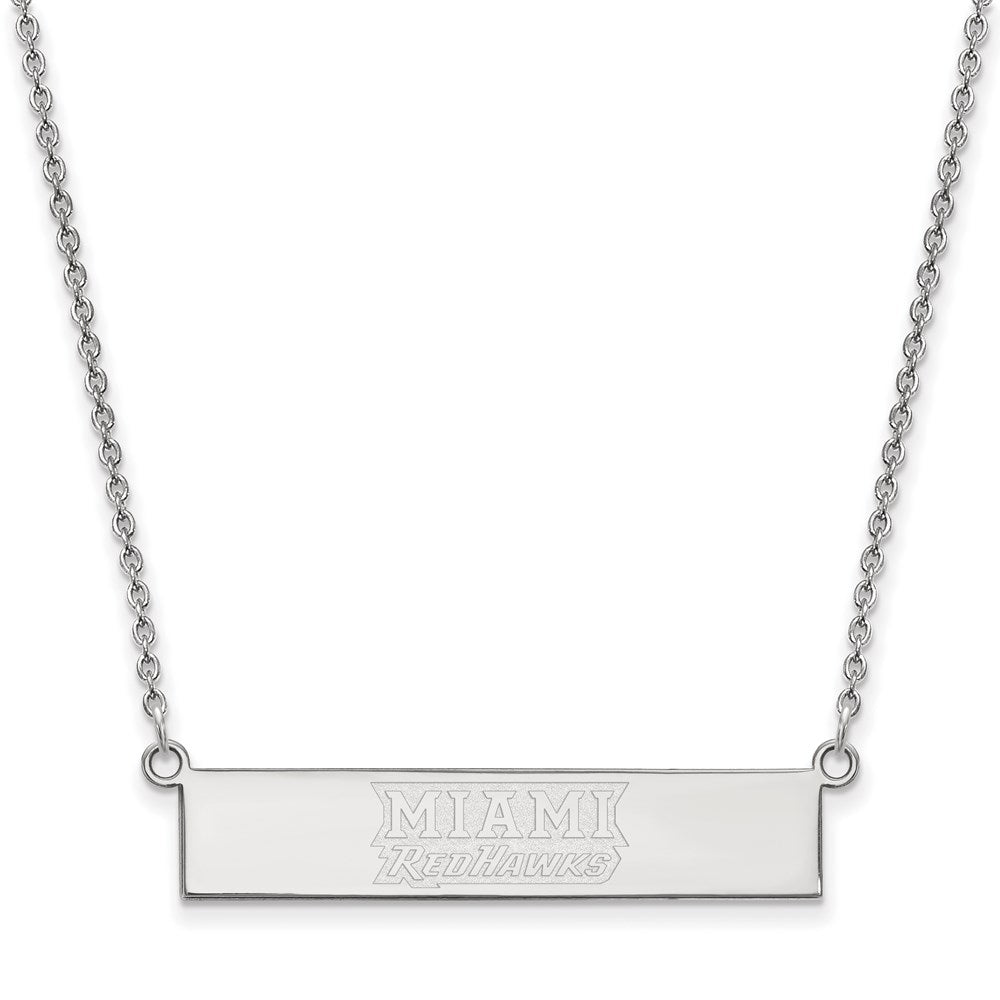 Sterlingsilber Ss Rhodiniert Platin Logoart Miami University Klein Stab Halskette