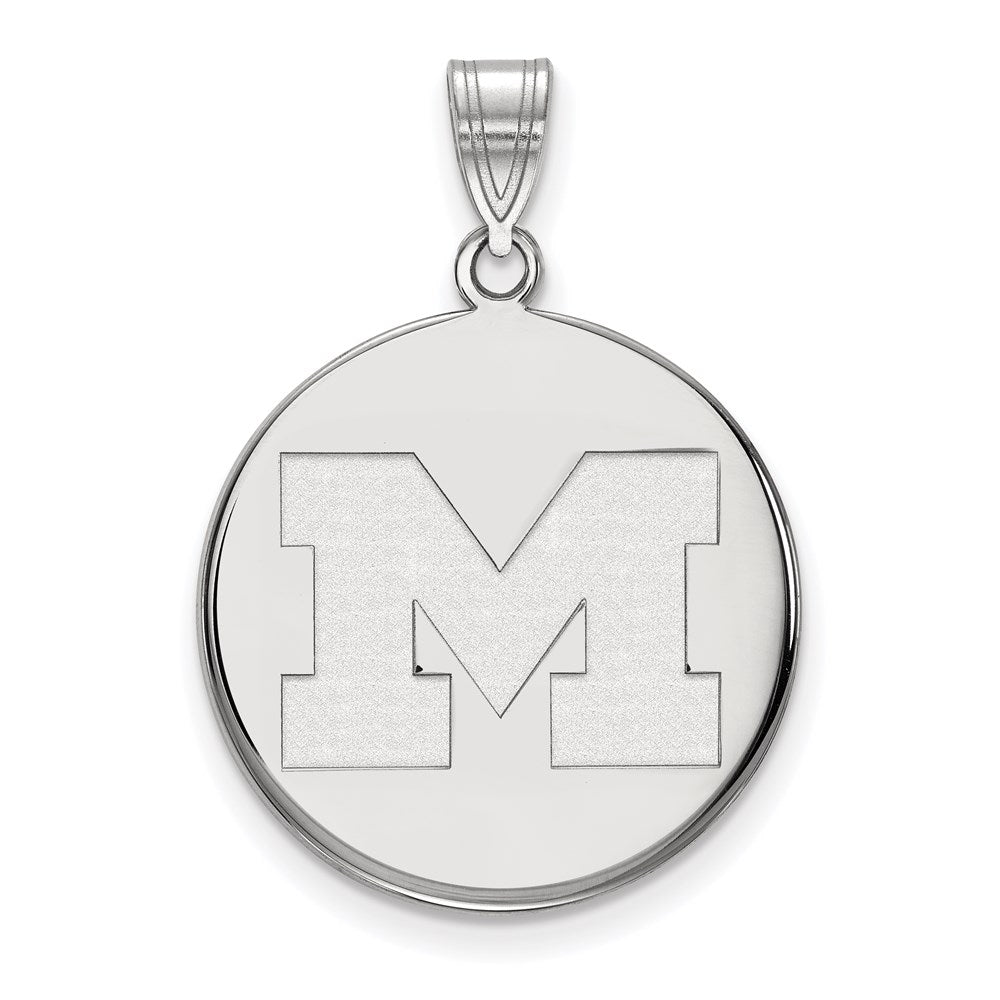 10K Weißgold Logoart University Of Michigan Buchstabe M Groß Plättchen Anhänger