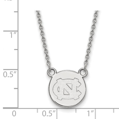 Sterlingsilber Rhodiniert Logoart University Of North Carolina Klein Plättchen 18 Zoll Halskette