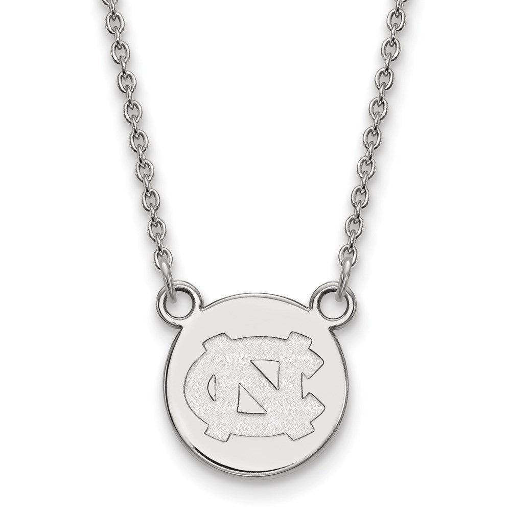 Sterlingsilber Rhodiniert Logoart University Of North Carolina Klein Plättchen 18 Zoll Halskette