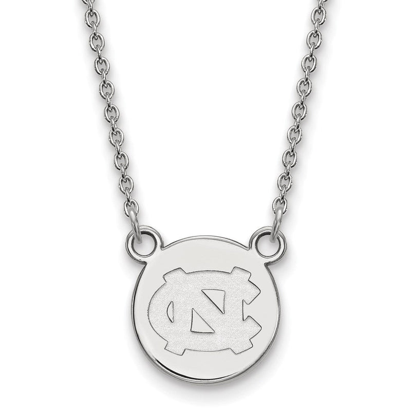 Sterlingsilber Rhodiniert Logoart University Of North Carolina Klein Plättchen 18 Zoll Halskette