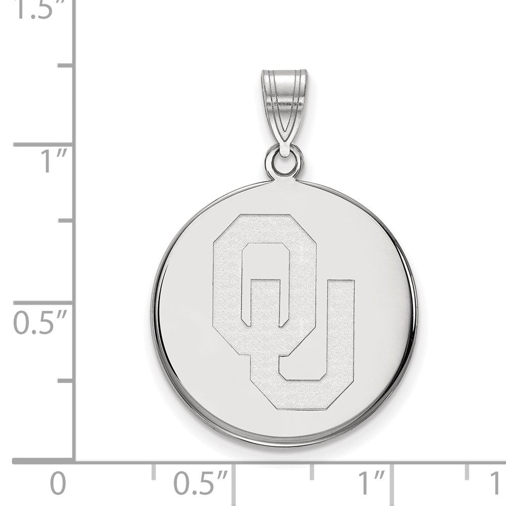 Sterlingsilber Rhodiniert Logoart University Of Oklahoma O U Groß Plättchen Anhänger