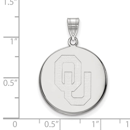 Sterlingsilber Rhodiniert Logoart University Of Oklahoma O U Groß Plättchen Anhänger