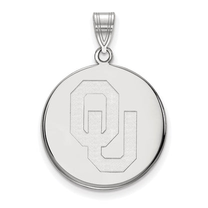 Sterlingsilber Rhodiniert Logoart University Of Oklahoma O U Groß Plättchen Anhänger