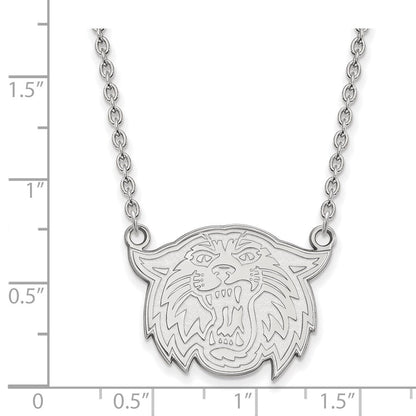 Sterlingsilber Rhodiniert Logoart Villanova University Wildkatze Groß Anhänger 18 Zoll Halskette