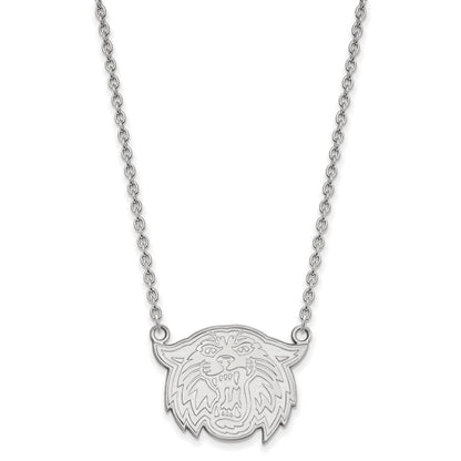 Sterlingsilber Rhodiniert Logoart Villanova University Wildkatze Groß Anhänger 18 Zoll Halskette