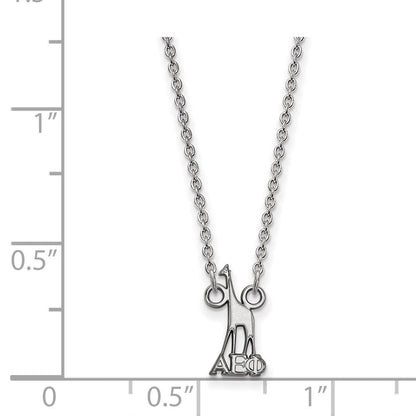 Sterlingsilber Rhodiniert Logoart Alpha Epsilon Phi Sorority Symbol Extra Klein Anhänger 18 Zoll Halskette