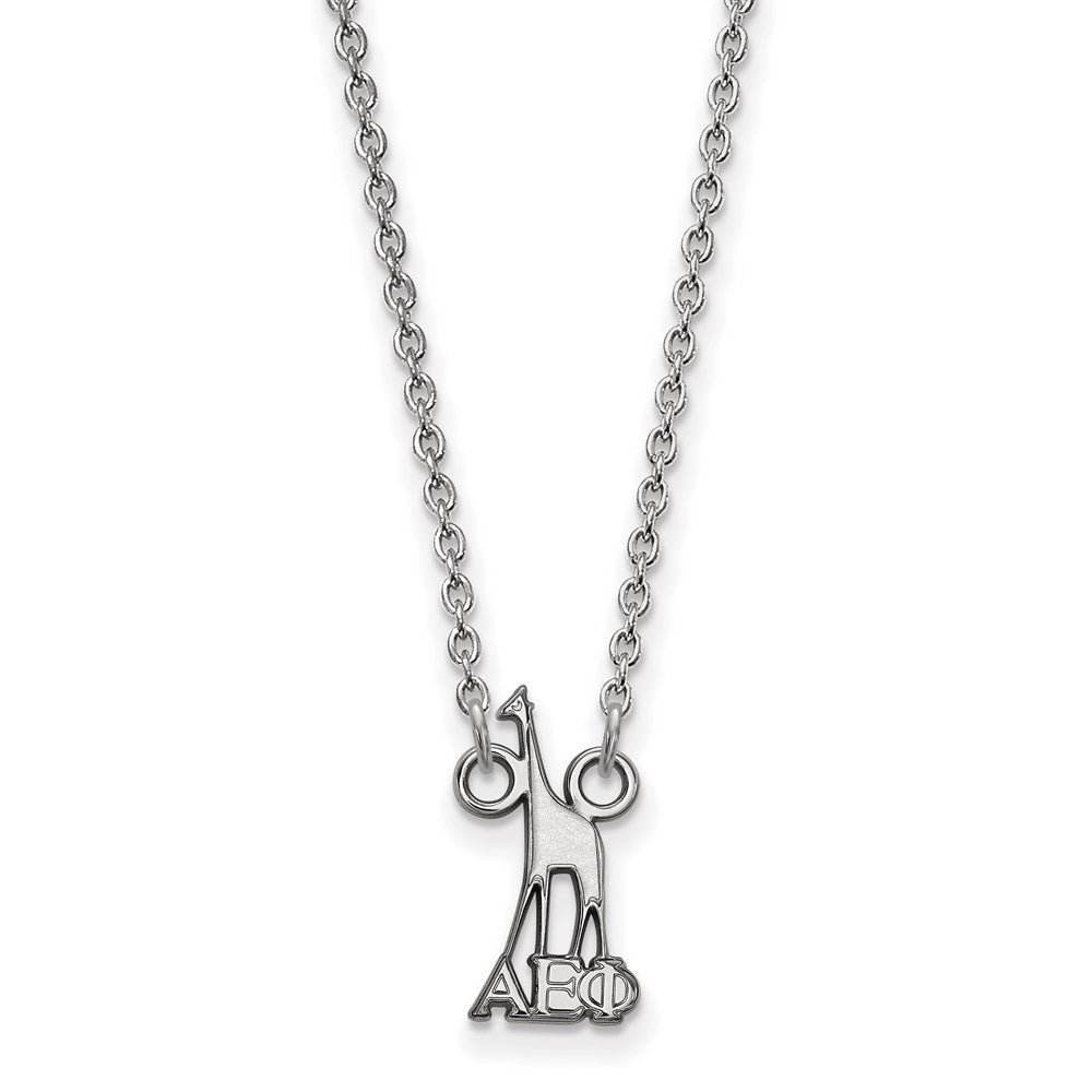 Sterlingsilber Rhodiniert Logoart Alpha Epsilon Phi Sorority Symbol Extra Klein Anhänger 18 Zoll Halskette