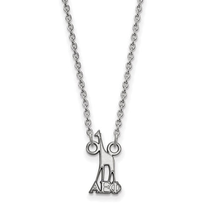 Sterlingsilber Rhodiniert Logoart Alpha Epsilon Phi Sorority Symbol Extra Klein Anhänger 18 Zoll Halskette