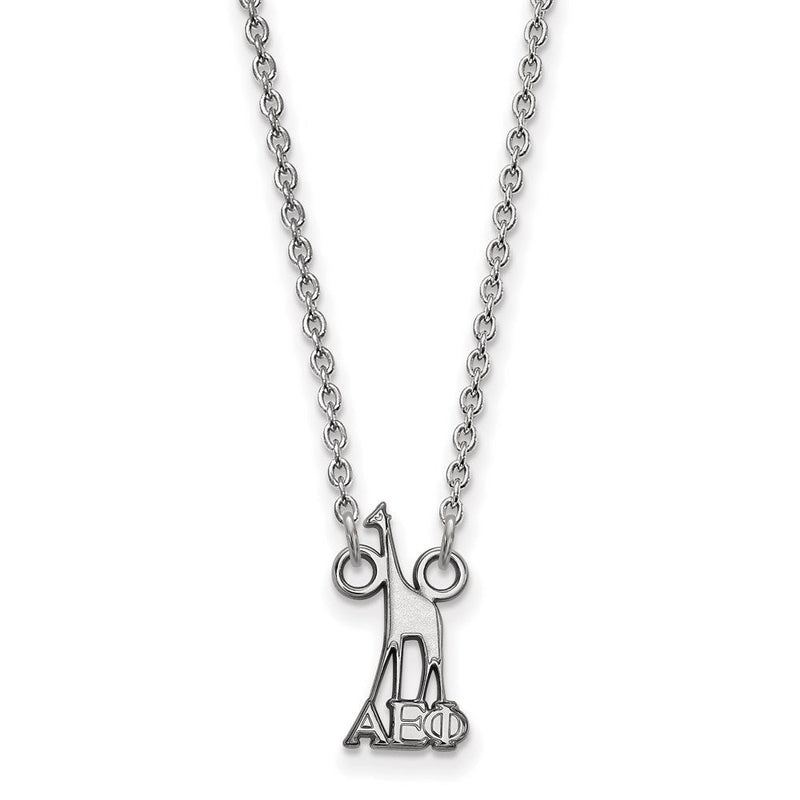 Sterlingsilber Rhodiniert Logoart Alpha Epsilon Phi Sorority Symbol Extra Klein Anhänger 18 Zoll Halskette