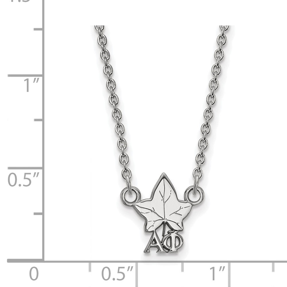 Sterlingsilber Rhodiniert Logoart Alpha Phi Sorority Symbol Extra Klein Anhänger 18 Zoll Halskette