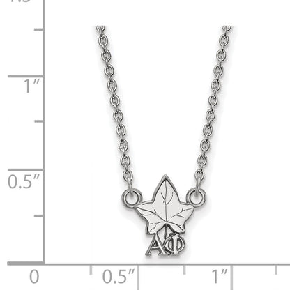 Sterlingsilber Rhodiniert Logoart Alpha Phi Sorority Symbol Extra Klein Anhänger 18 Zoll Halskette