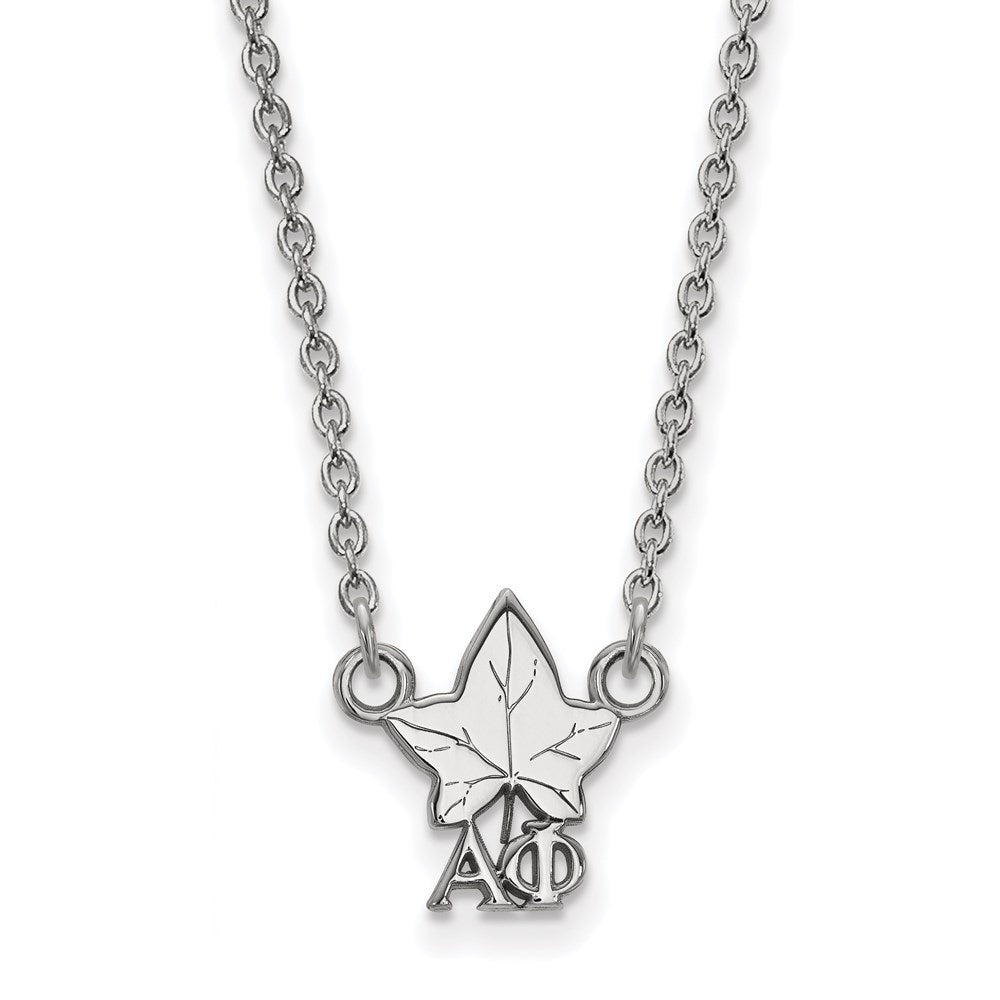 Sterlingsilber Rhodiniert Logoart Alpha Phi Sorority Symbol Extra Klein Anhänger 18 Zoll Halskette