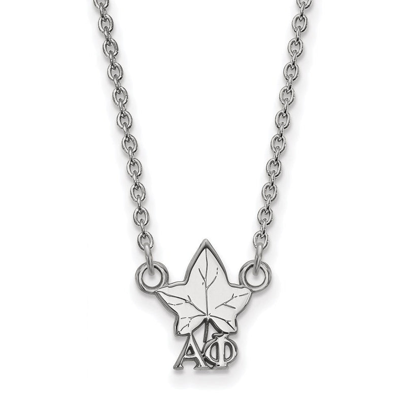 Sterlingsilber Rhodiniert Logoart Alpha Phi Sorority Symbol Extra Klein Anhänger 18 Zoll Halskette